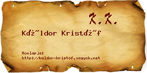 Káldor Kristóf névjegykártya