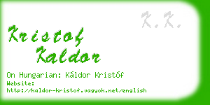 kristof kaldor business card